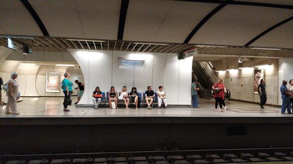 Platform of Syntagma metro station on Line 3 of the Athens Metro